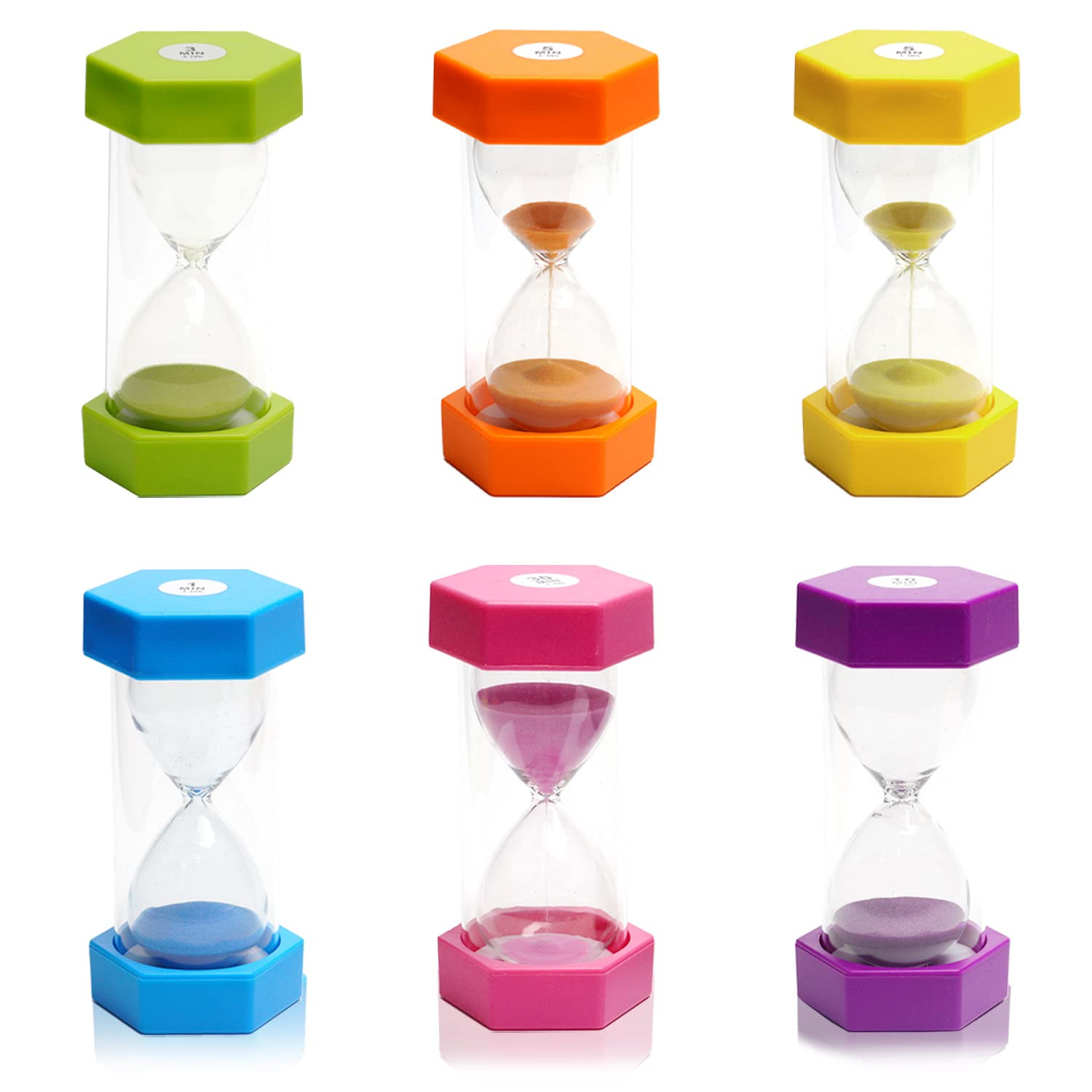 6 Pcs Colorful Hourglass Sandglass Timer Sand Timer Sand Clock Timer 1/3/5/10/20/30 Minutes Visua... | Amazon (US)