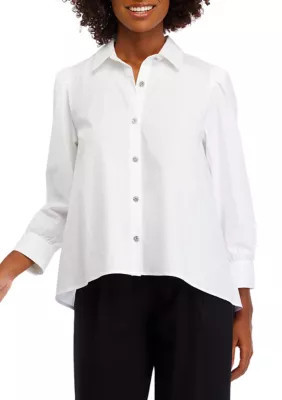 Crown & Ivy Women's Button Down Top, White, Small | Belk