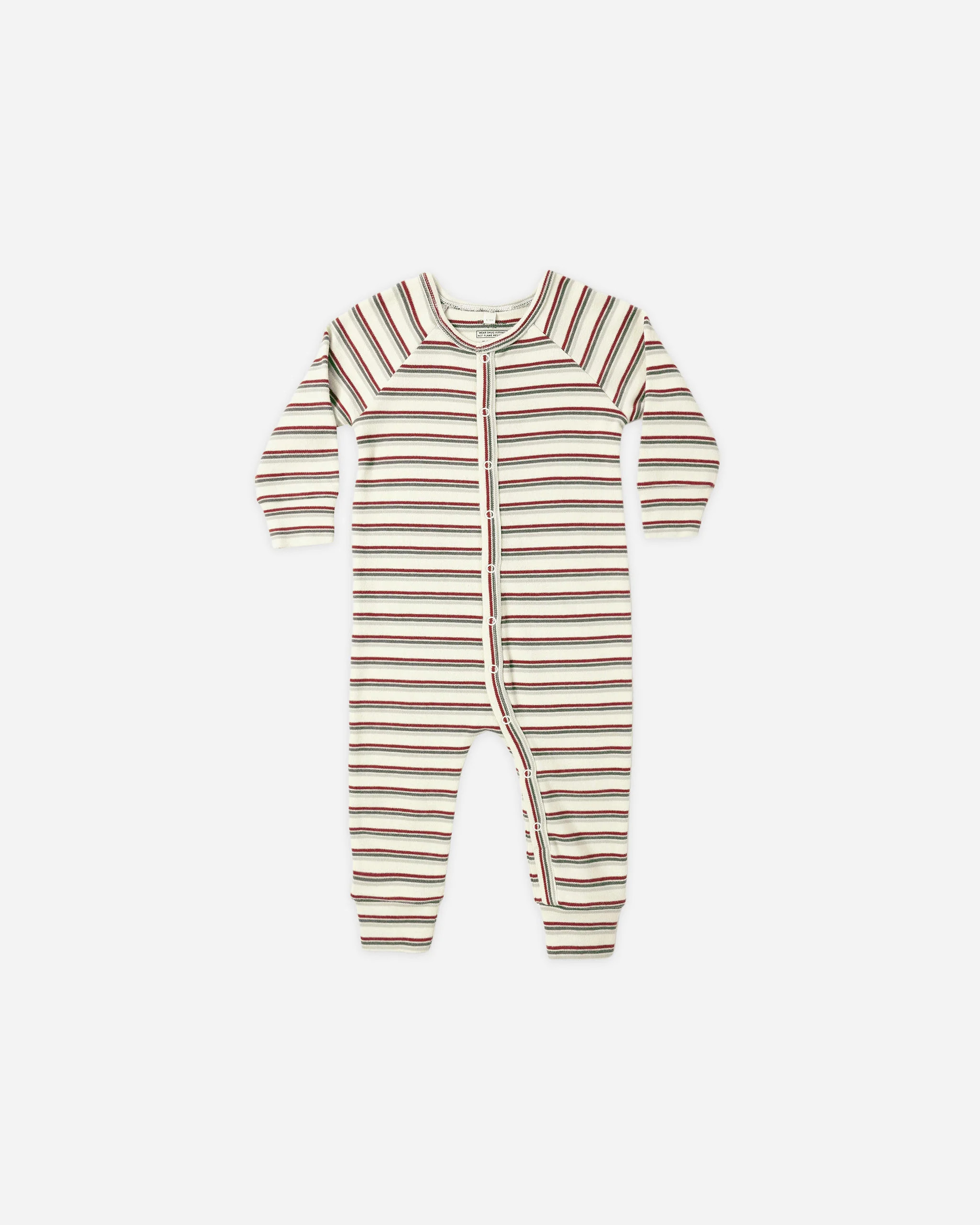 Organic Long John Pajamas || Holiday Stripe | Rylee + Cru