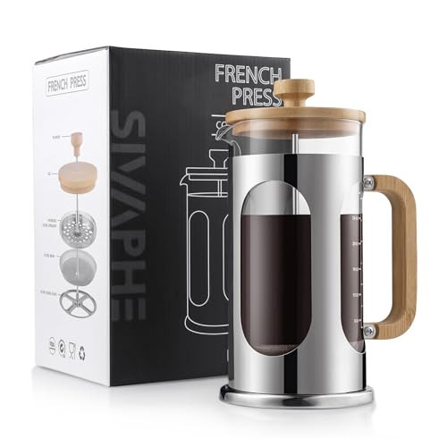 Sivaphe 8 cup French Press Coffee Maker No-Plastic, Borosilicate Glass Bamboo Lid and Handle Coffee Tea Press 34 oz | Amazon (US)