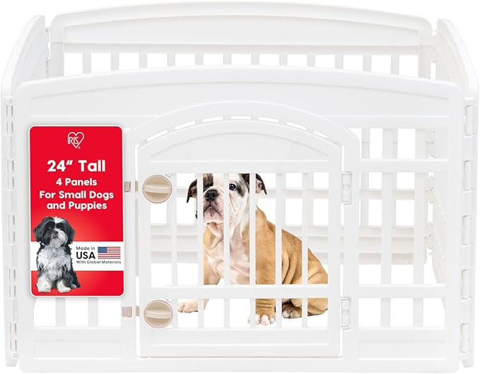 IRIS USA 24" 4-Panel Dog Playpen with Door, 35 x 35 x 24, Puppy Playpen, Dog Play Pen Indoors, Pe... | Amazon (US)