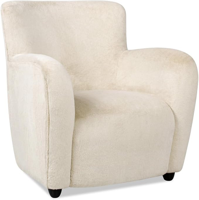 Jennifer Taylor Home Wolffe 32" Curved Arm Accent Chair Crème de la Crème White Faux Fur | Amazon (US)
