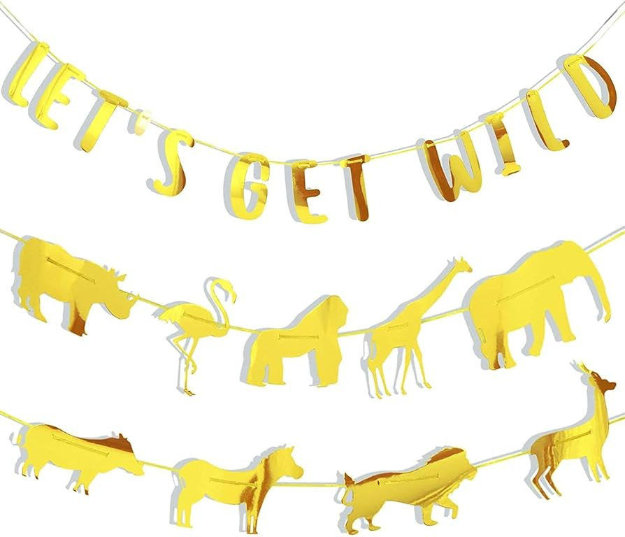 Sparkle and Bash Let's Get Wild Party Banner, Safari Jungle Animal Theme Garland for Baby Shower,... | Amazon (US)