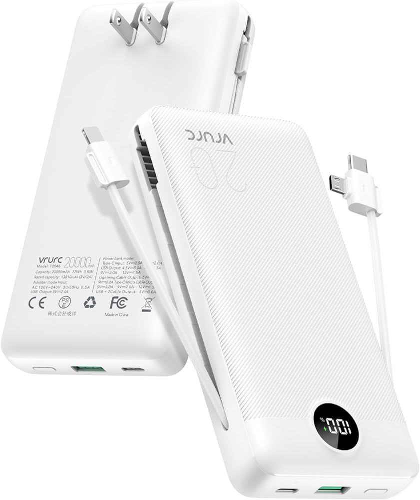 VRURC Power Bank 20000mAh, Fast Charging Portable Charger USB C,4 Output 2 Input Charging Bank Eq... | Amazon (US)