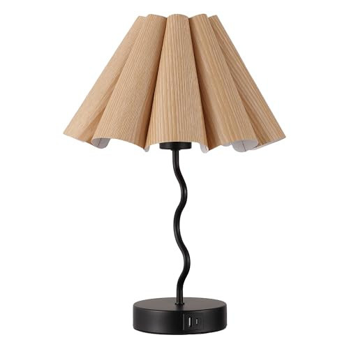 EOEYYOYB Pleated Table Lamp, Table Lamp for Bedroom, Bedside Lamps for Nightstand with Linen Lampshade, Modern Lamp for Bedroom Home Office Decor, Burlywood | Amazon (US)