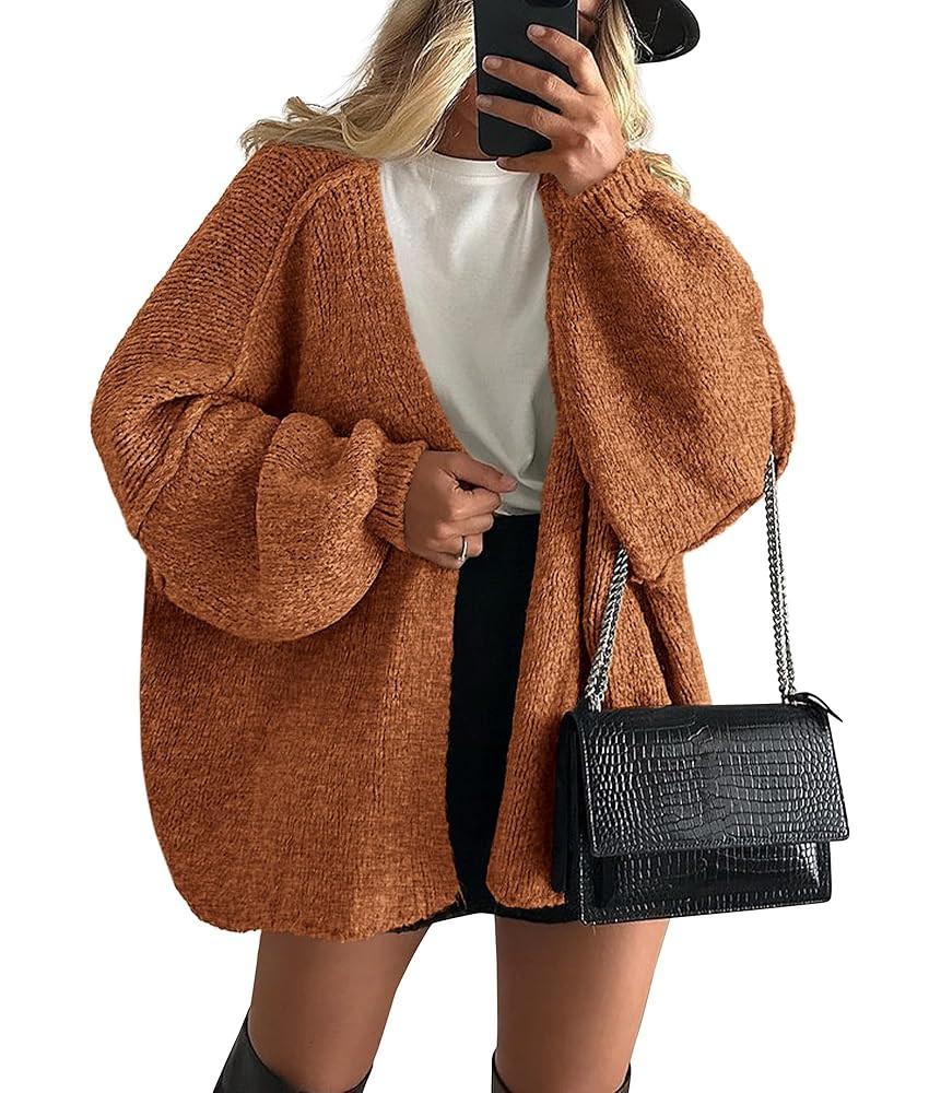 PRETTYGARDEN Womens Oversized Cardigan Sweaters 2025 Fall Long Lantern Sleeve Knit Open Front Lig... | Amazon (US)