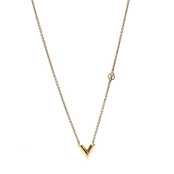 LOUIS VUITTON Brass Essential V Necklace Gold | FASHIONPHILE (US)