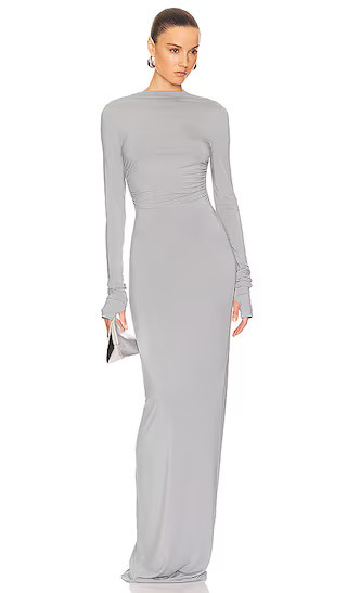 Helsa Jersey Backless Maxi Dress in Grey. - size XS | Revolve Clothing (Global)