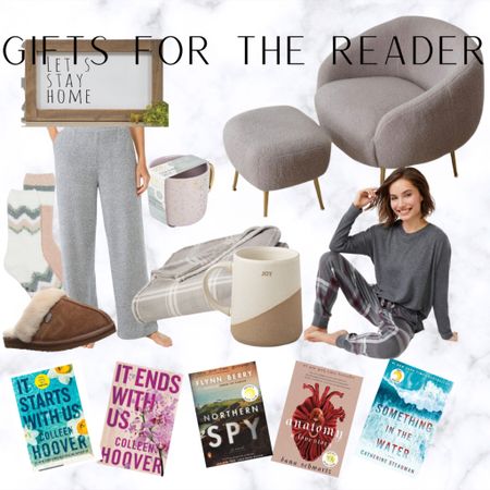 Gifts for the reader. 
Lounge wear. Books. Colleen Hoover. Chair. Coffee. Mug. Slippers.  Socks. Christmas. Gift giving. Reading 

#LTKhome #LTKHoliday #LTKGiftGuide