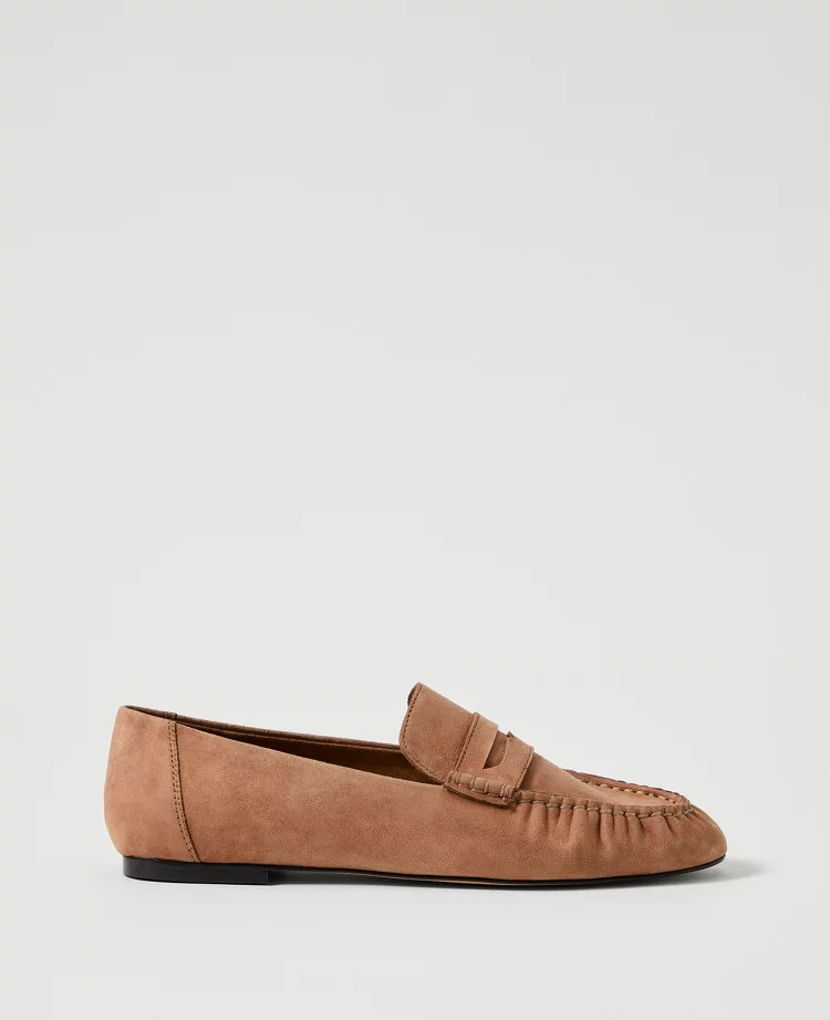 Gathered Suede Loafer | Ann Taylor