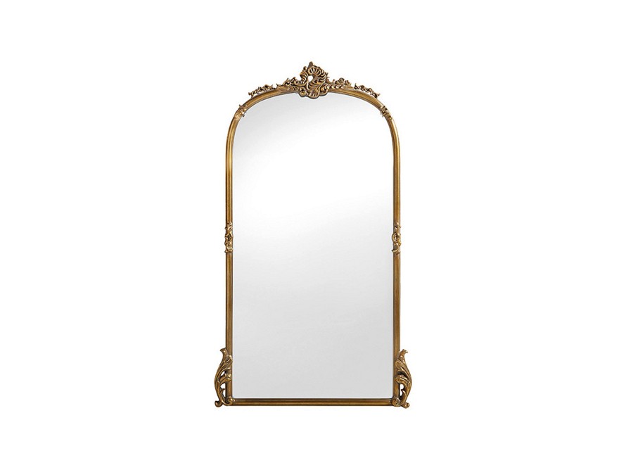 Amelie Wooden Arched Floor Mirror in Gold Hue | Arhaus
