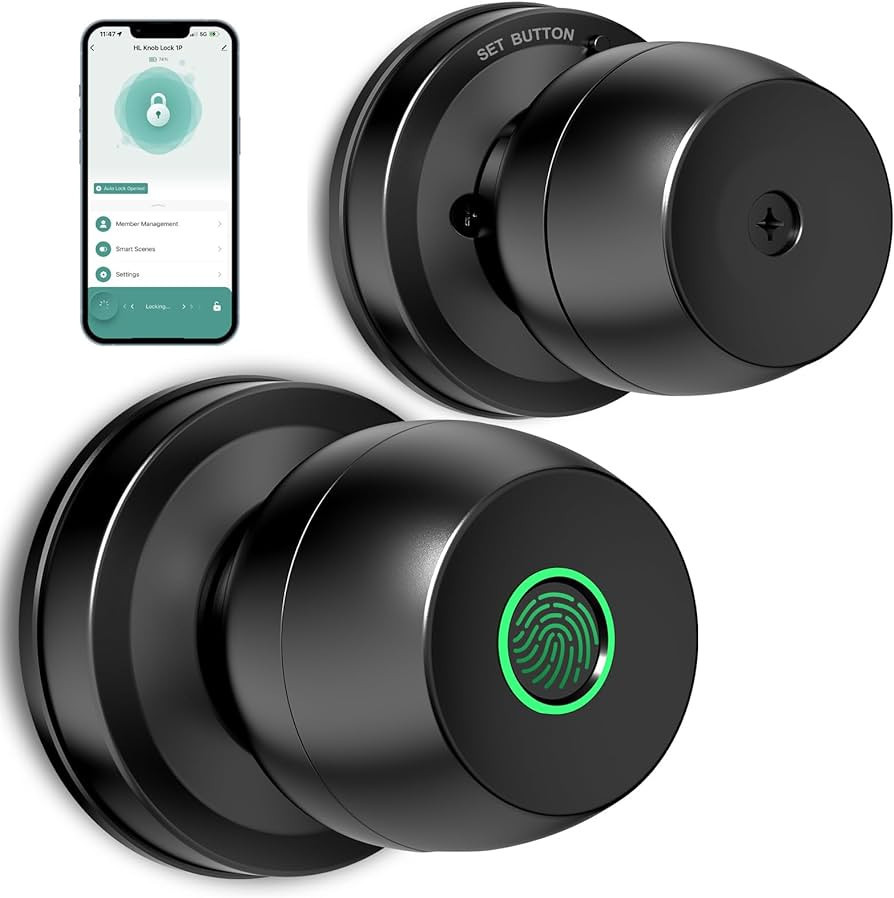 HEI Liang Smart Door Knob, Fingerprint Door Lock Smart Lock Biometric Door Lock Fingerprint Door ... | Amazon (US)