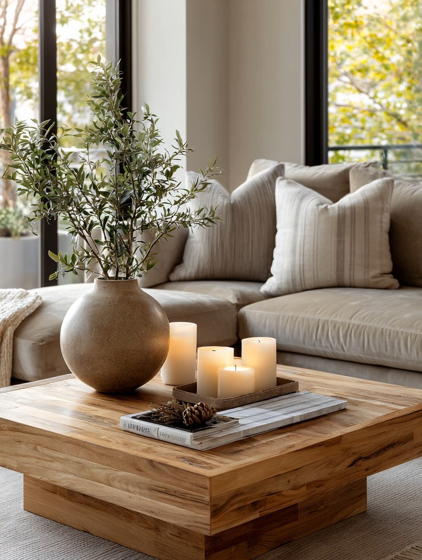 A coffee table is not just a table. It is the grounding piece of your entire living room.

It quietly brings everything together. Your sofa, your lighting, your textures, your decor, your daily routines. And when chosen intentionally, it can completely change the feeling of a room without needing a full redesign.

Natural wood coffee tables have a warmth that instantly makes a space feel grounded, calm, and inviting. They work beautifully with every interior style, from modern homes and quiet luxury apartments to warm rustic spaces and soft minimalist decor.

The key is scale.

If your space allows, go oversized. An oversized wooden coffee table creates a stronger visual anchor and instantly makes the living room feel more elevated and designer inspired. Even in neutral spaces, it becomes the statement piece without feeling overwhelming.

Then style it simply. A large ceramic vase with natural branches or olive stems. A tray with candles glowing at night. A few favorite coffee table books. Decor that feels collected instead of crowded.

This is the kind of living room that feels intentional. Warm during the day with natural light pouring in and peaceful at night with candlelight reflecting off natural wood textures.

Sometimes luxury is not about adding more. It is about choosing fewer pieces that ground the entire room beautifully.

#LivingRoomDecor #NaturalWoodDecor #QuietLuxuryStyle 

 #LTKHome