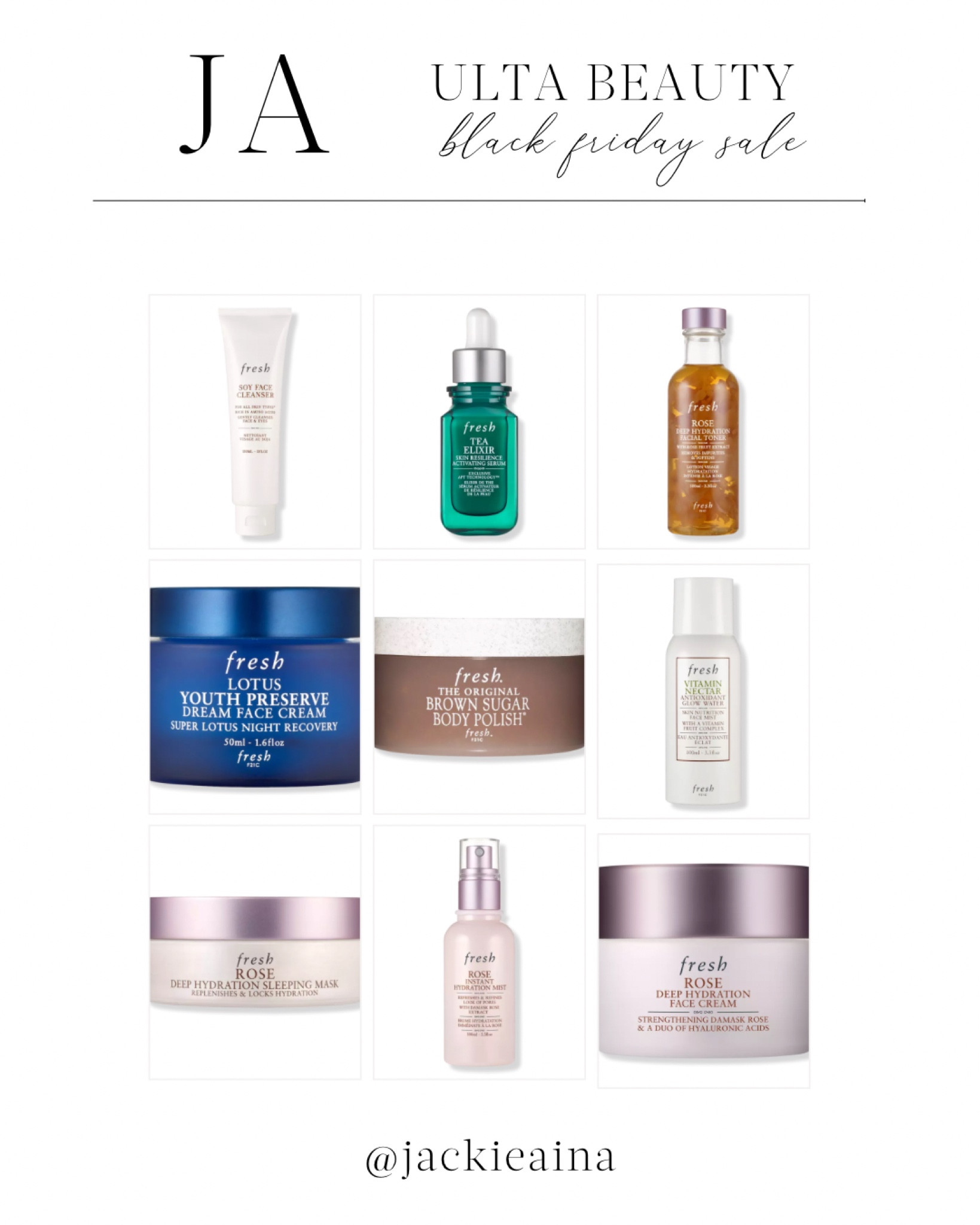 The Ulta Black Friday sale is on with so many deals on make up, skin care, and more! I added my favorite products from Fresh that are on sale right now 

#LTKGiftGuide #LTKHoliday #LTKCyberWeek