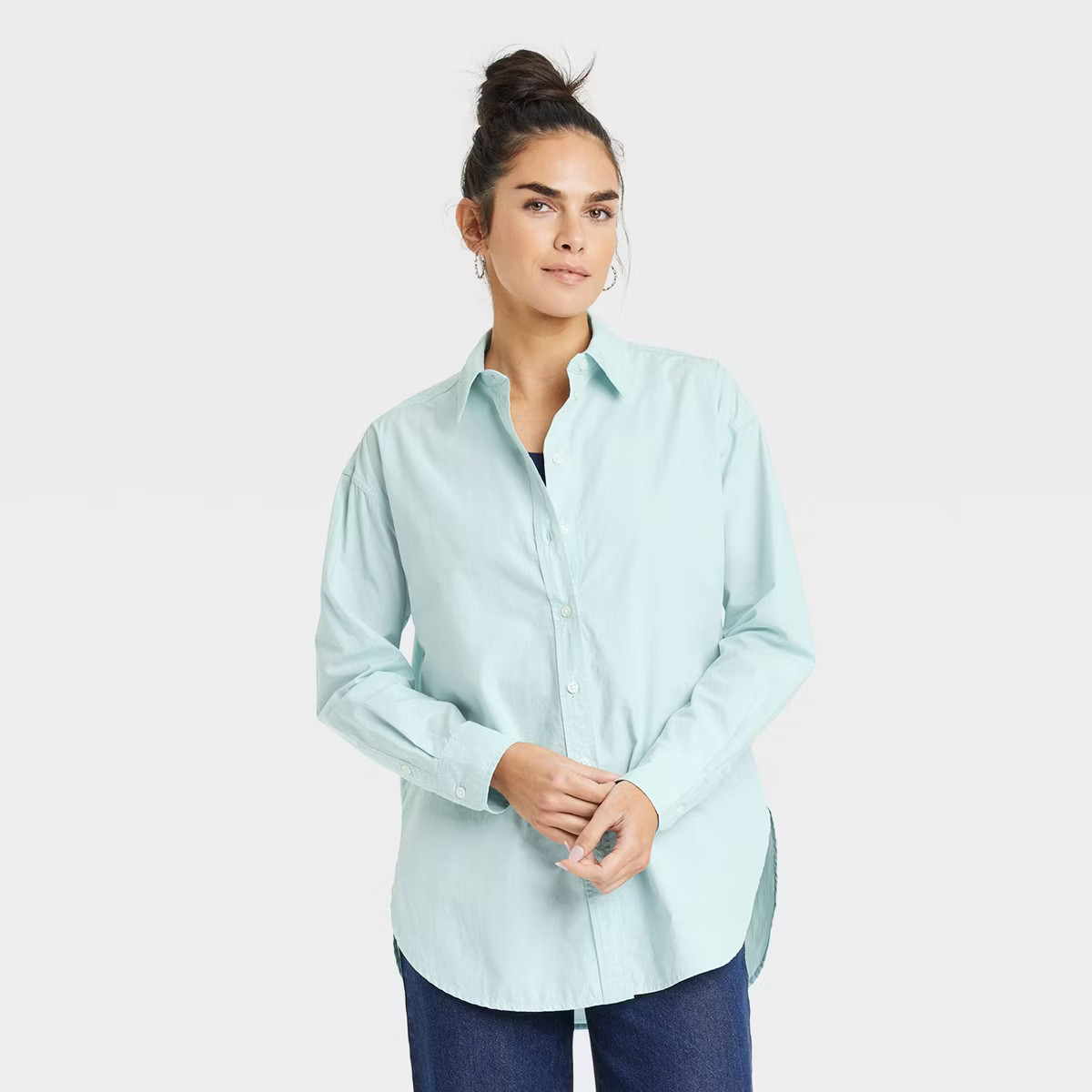 Women's Oversized Long Sleeve Collared Button-Down Shirt - Universal Thread™ | Target