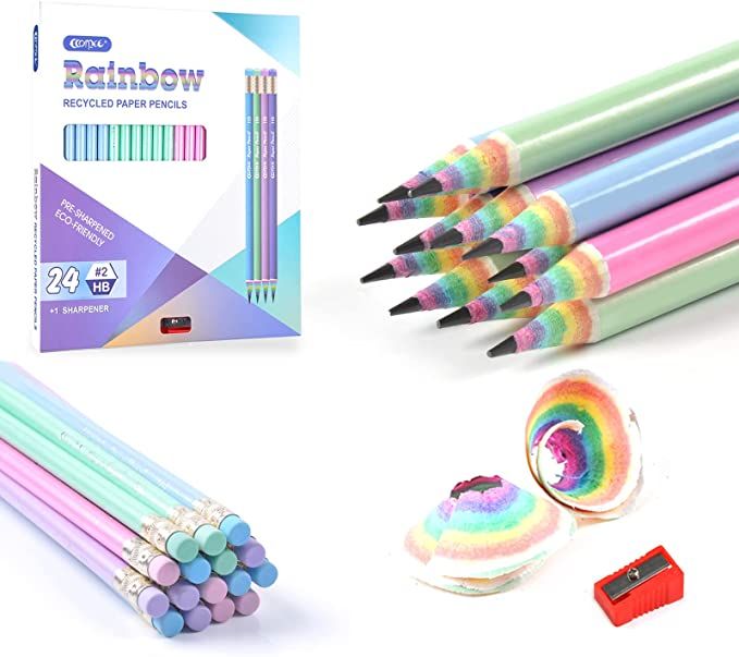 Pencils #2 HB Pencils Pre-sharpened Pencils Number 2 Pencils Rainbow Pencils Recycled Pencils Eco... | Amazon (US)