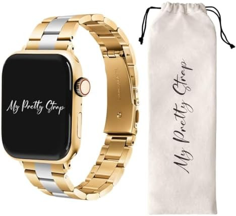 Compatible Apple Watch Band Strap, Stainless Steel Fashion iWatch Replacement Strap- Easy Resizin... | Amazon (US)