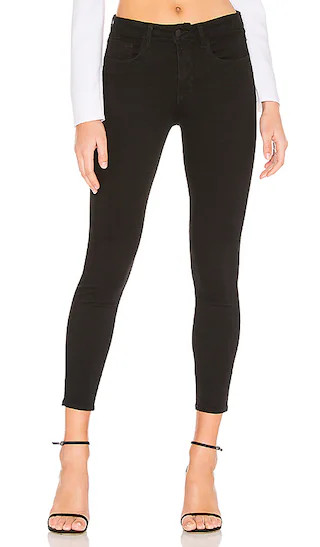 L'AGENCE Margot High Rise Skinny Jean in Black. - size 27 | Revolve Clothing (Global)