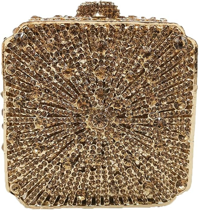 Boutique De FGG Women Metal Box Crystal Clutch Purse Evening Bag Wedding Bridal Rhinestone Handba... | Amazon (US)
