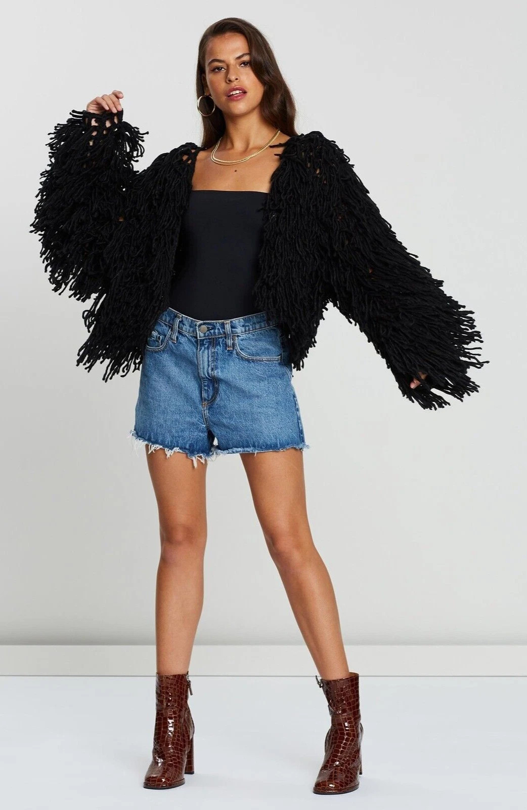NEW MISSGUIDED PREMIUM BlackTHICK SHAGGY WOOL JACKET CARDIGAN COMPLETELY SOLDOUT | eBay UK