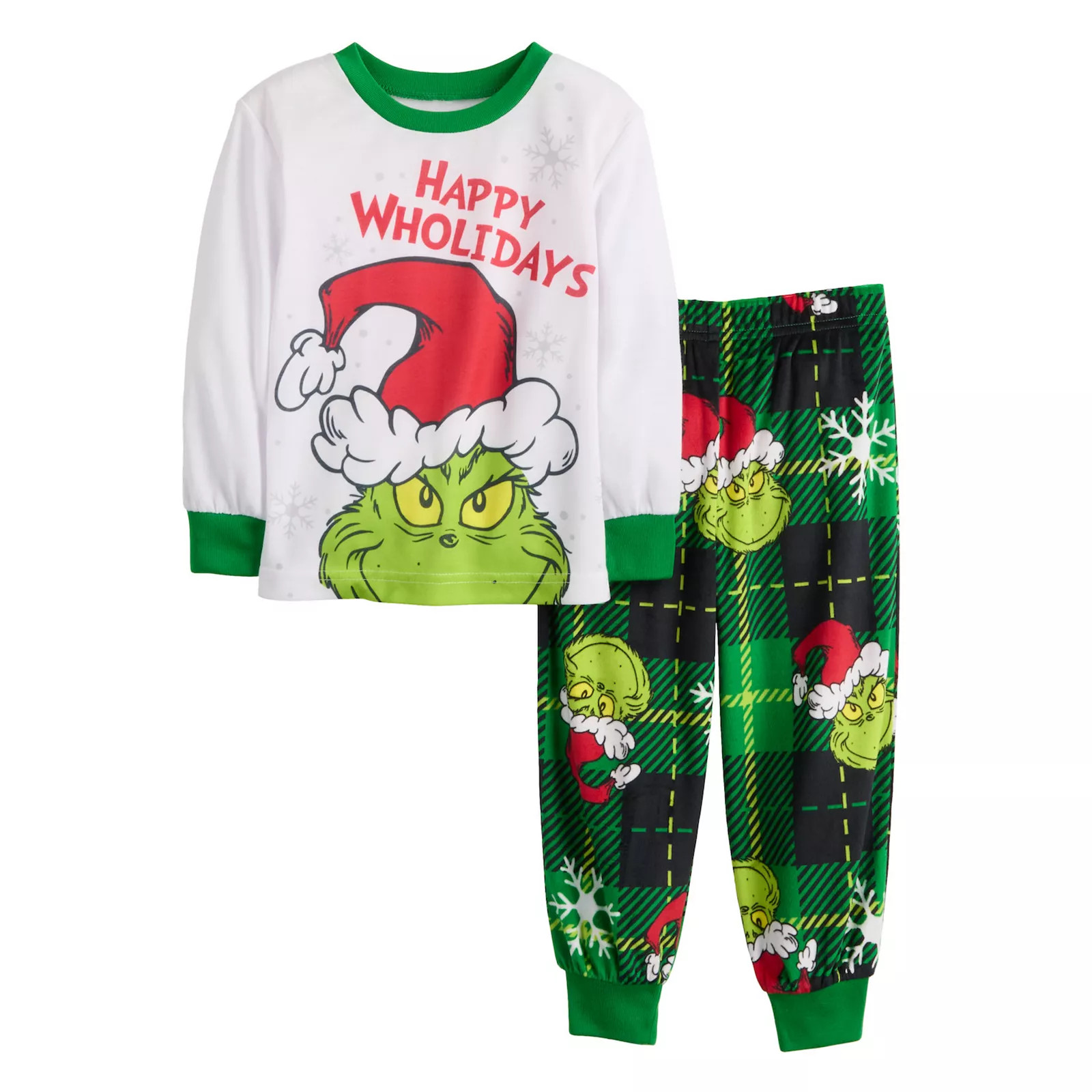 Toddler Jammies For Your Families® Grinch Happy Wholidays Pajama Top & Pajama Bottoms Set, Toddler Unisex, Size: 4T | Kohl's
