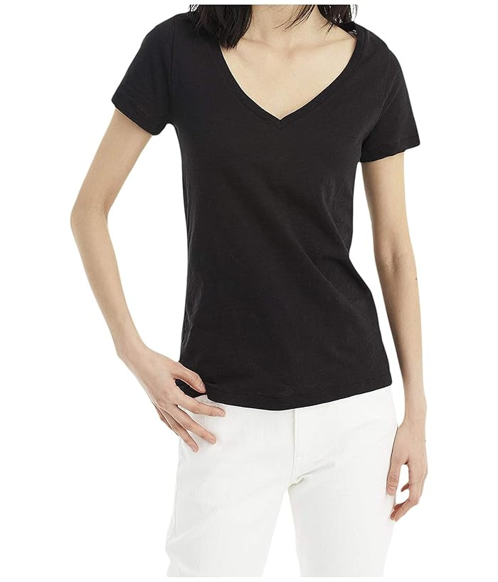 J.Crew Vintage Cotton V-Neck Tee (Black) Women's T Shirt | Zappos