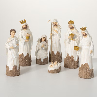 Sullivans "Tree Carved" Nativity Multicolor 8"H Resin Set of 7 | Target