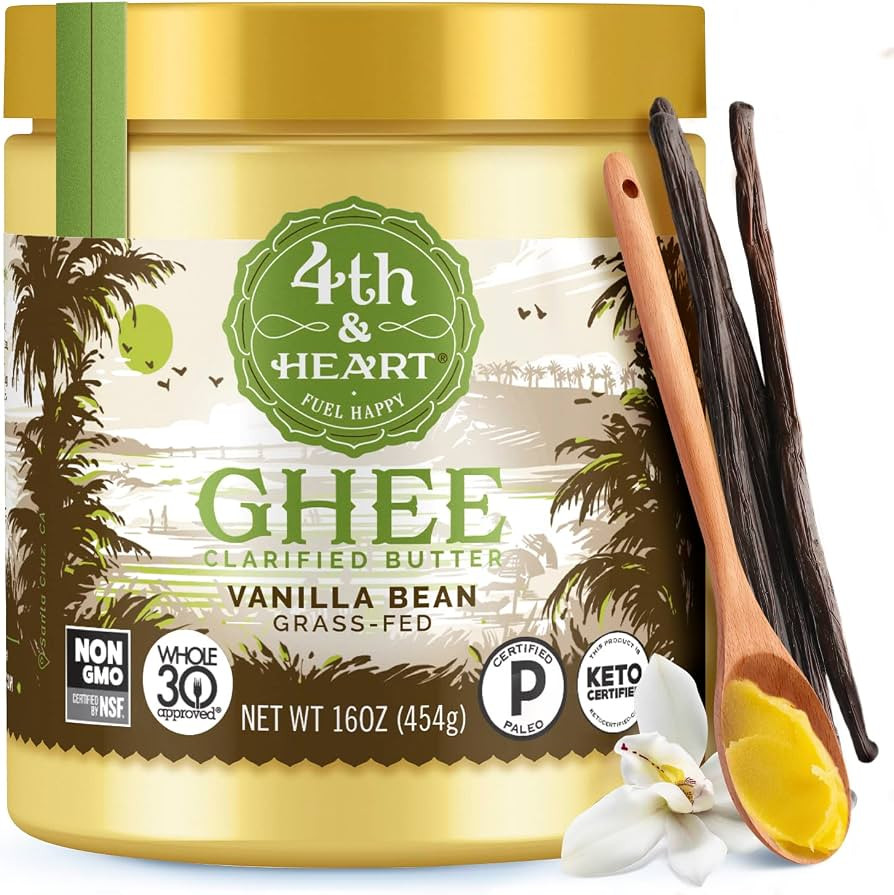 4th & Heart Vanilla Bean Grass-Fed Ghee, 16 Ounce, Keto, Pasture Raised, Non-GMO, Lactose And Cas... | Amazon (US)