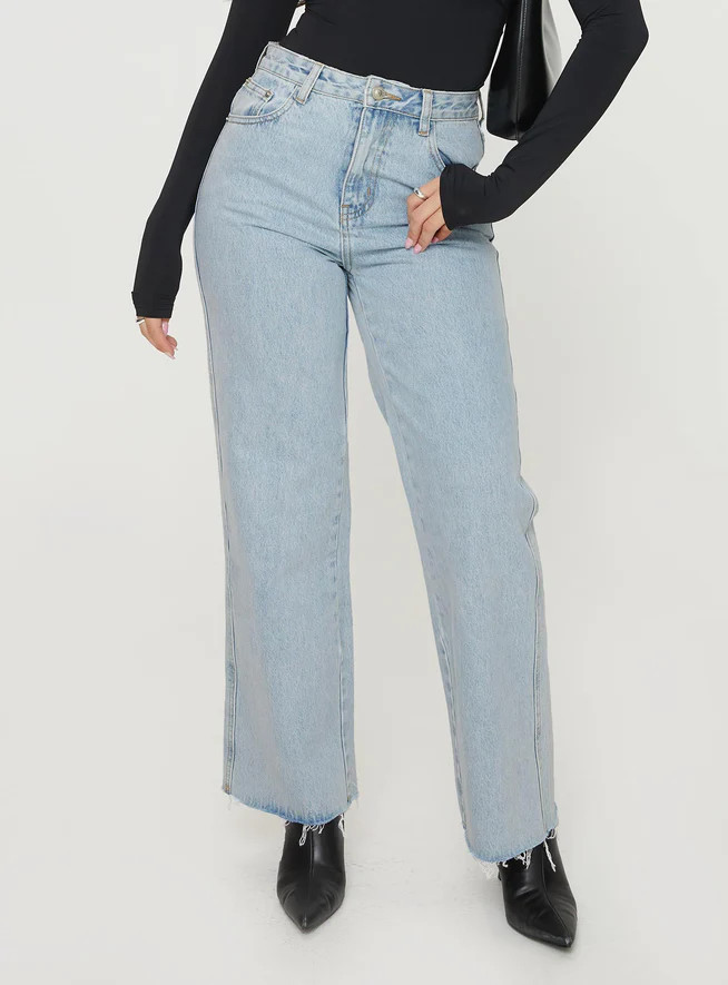 Arlington Straight Leg Denim Jeans Light Wash Petite | Princess Polly US
