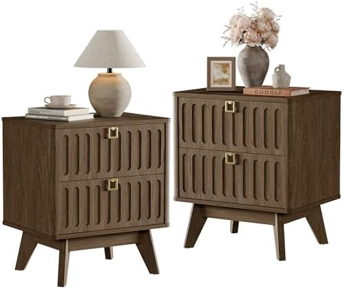 SICOTAS Nightstands Set of 2 with Drawers, 21" Wide Modern Bedside Tables for Bedroom, Stable Nig... | Amazon (US)