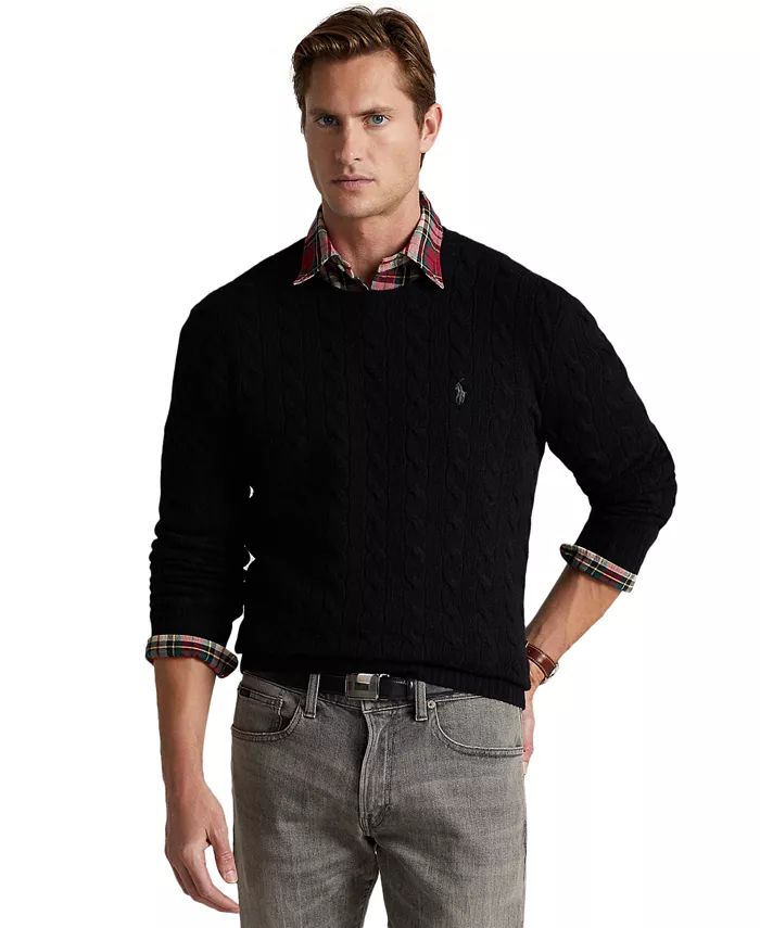 Men's Wool-Cashmere Cable-Knit Sweater | Macy's