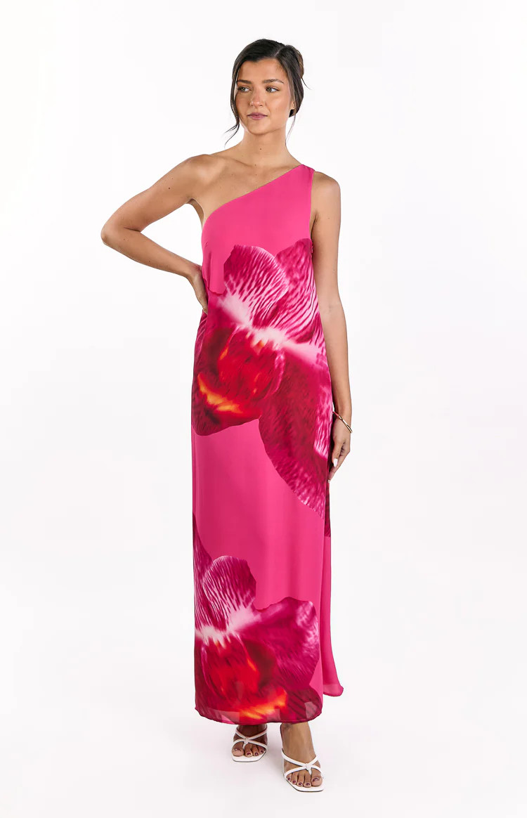 Paisleigh Pink Orchid One Shoulder Maxi Dress | Beginning Boutique (AU)