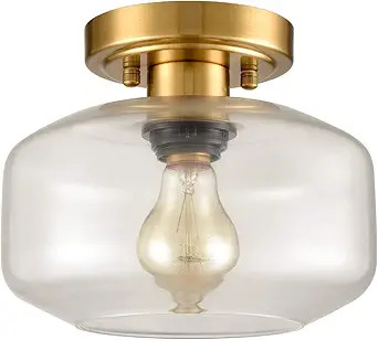 JEENKAE Modern Semi Flush Ceiling Lights Glass Brass Hallway Ceiling Lights Fixtures | Amazon (US)