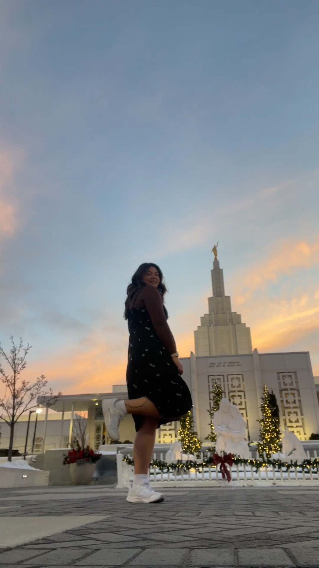 Styling my crew neck long sleeve HALF TEE at the temple 🤍 I can’t get enough of these half tees. This dress was thrifted but it’s old navy however out of season. I also have a lack of dress shoes but I felt the tennis shoes had a vibe  

#LTKSeasonal #LTKMidsize #LTKGiftGuide