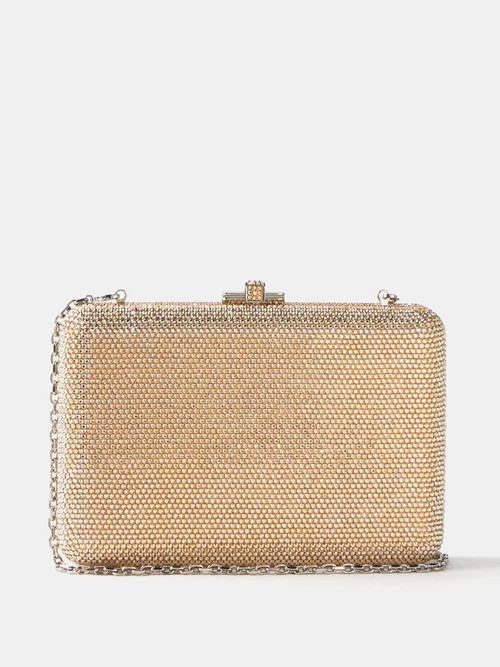 Judith Leiber - Slim Slide Crystal-embellished Clutch Bag - Womens - Light Gold | Matches (UK)