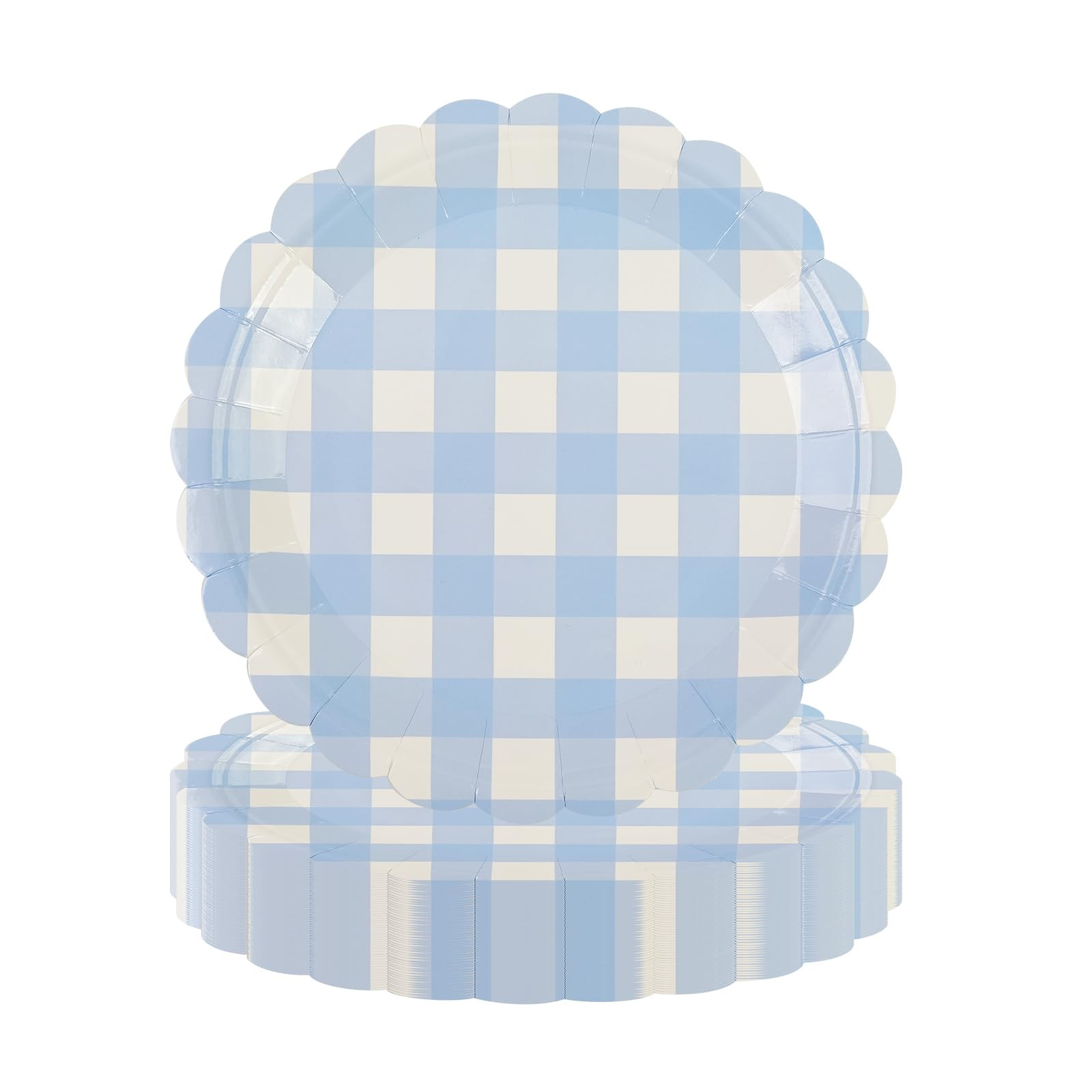 50PCS Light Blue Scalloped Paper Plates - 7Inch Striped Dessert Plates for Cake Salad Fruit Dispo... | Amazon (US)