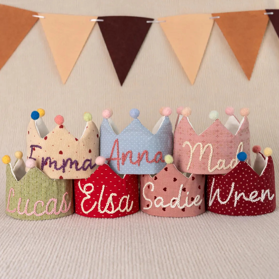 Hand Embroidered Toddler/Baby Birthday Crown,Custom Birthday Party Hat with Baby/toddler Name,Kee... | Etsy (US)