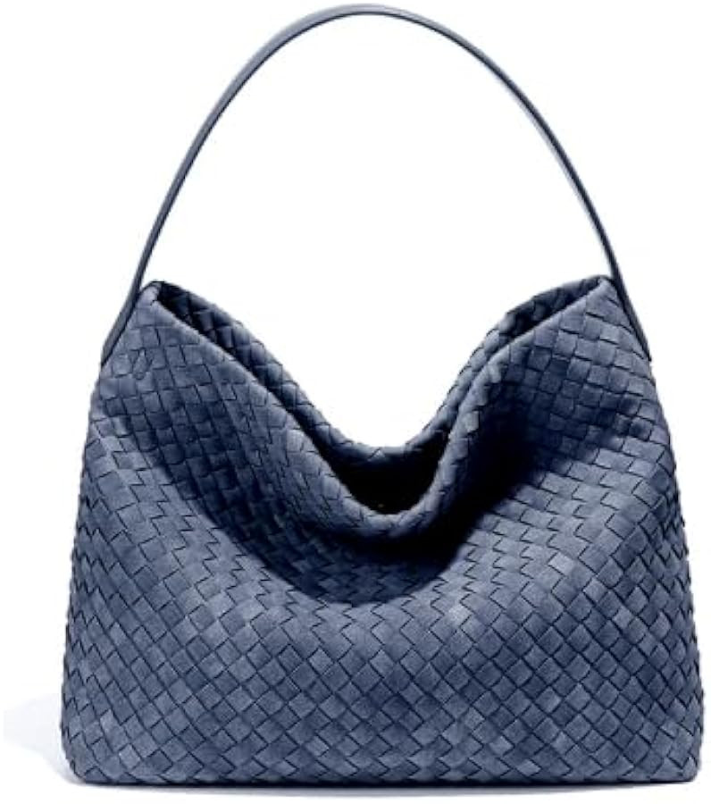 Women's Braided Leather Tote Bag Stylish Suede Hobo Shoulder Bag with Woven Details | Amazon (US)