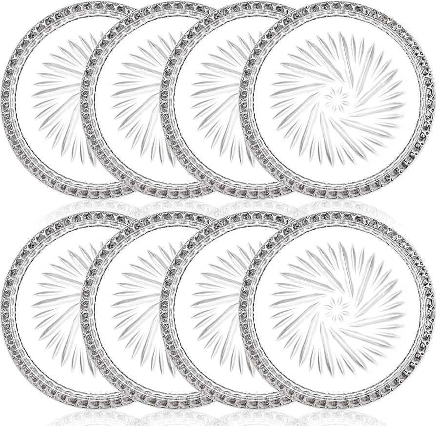AVLA 8 Pack Crystal Drink Coasters, Glass Round Cup Mat, Clear Decorative Wine Bottle Coasters Ba... | Amazon (US)