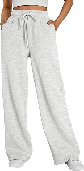 Trendy Queen Womens Wide Leg Fleece Lined Sweatpants Winter Baggy Lounge Travel Pants Fashion Out... | Amazon (US)