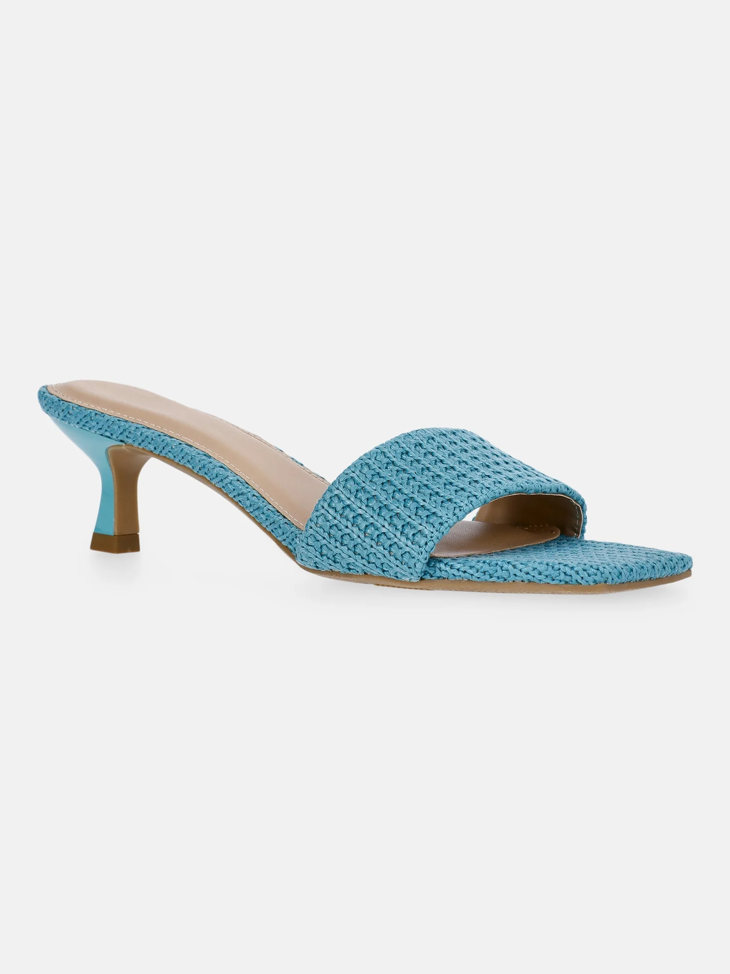 Time and Tru Women's Raffia Kitten Heel Sandals | Walmart (US)
