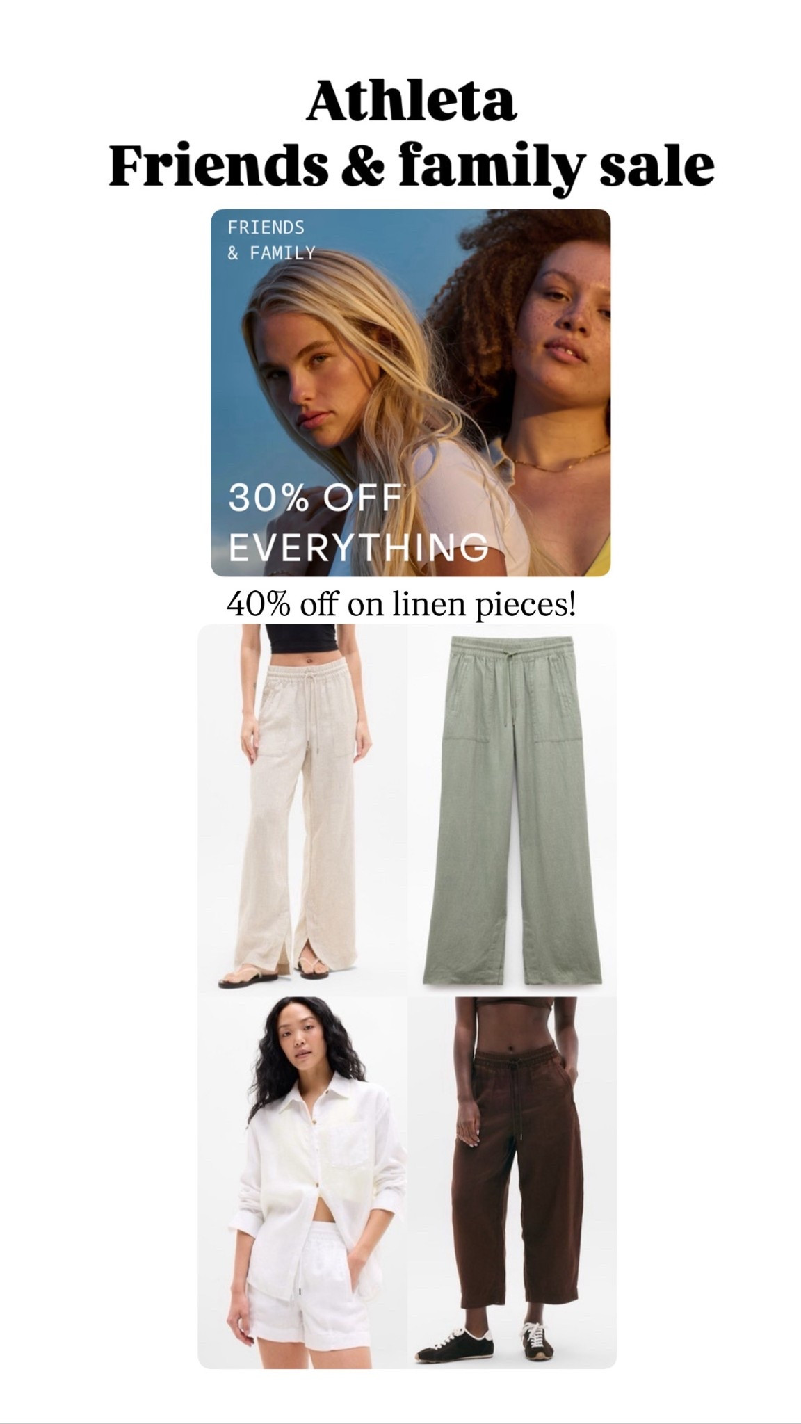 Athleta retreat linens pants 


#LTKOver40 #LTKMidsize #LTKSaleAlert