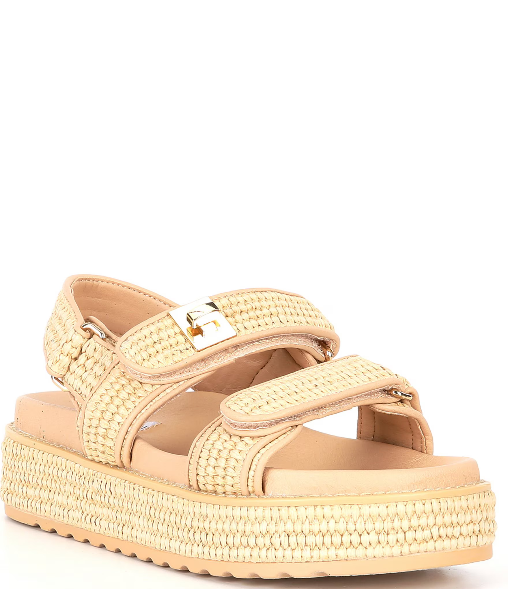 BigMona Raffia Buckle Detail Platform Sandals | Dillard's