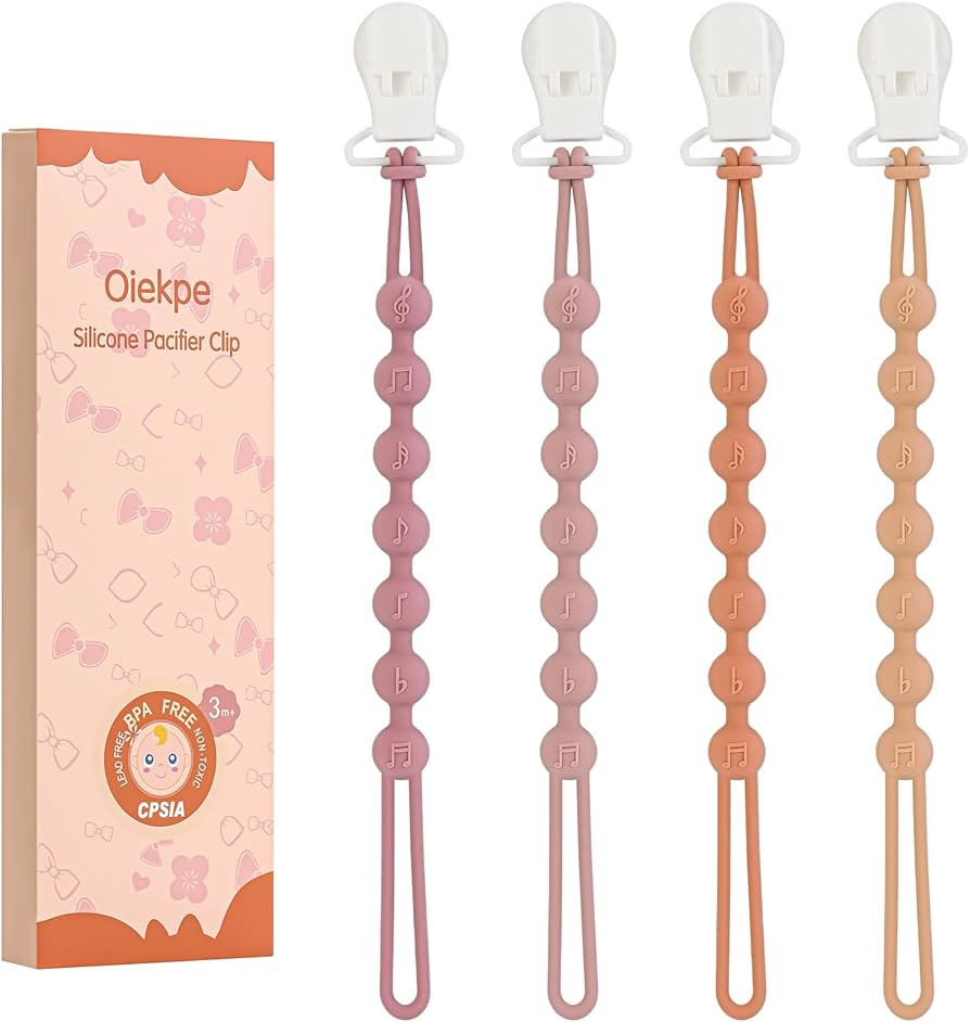Pacifier Clips for Baby Boys Girl - 100% Food Grade Silicone, One Piece Pacifier Clip Holder, Pac... | Amazon (US)