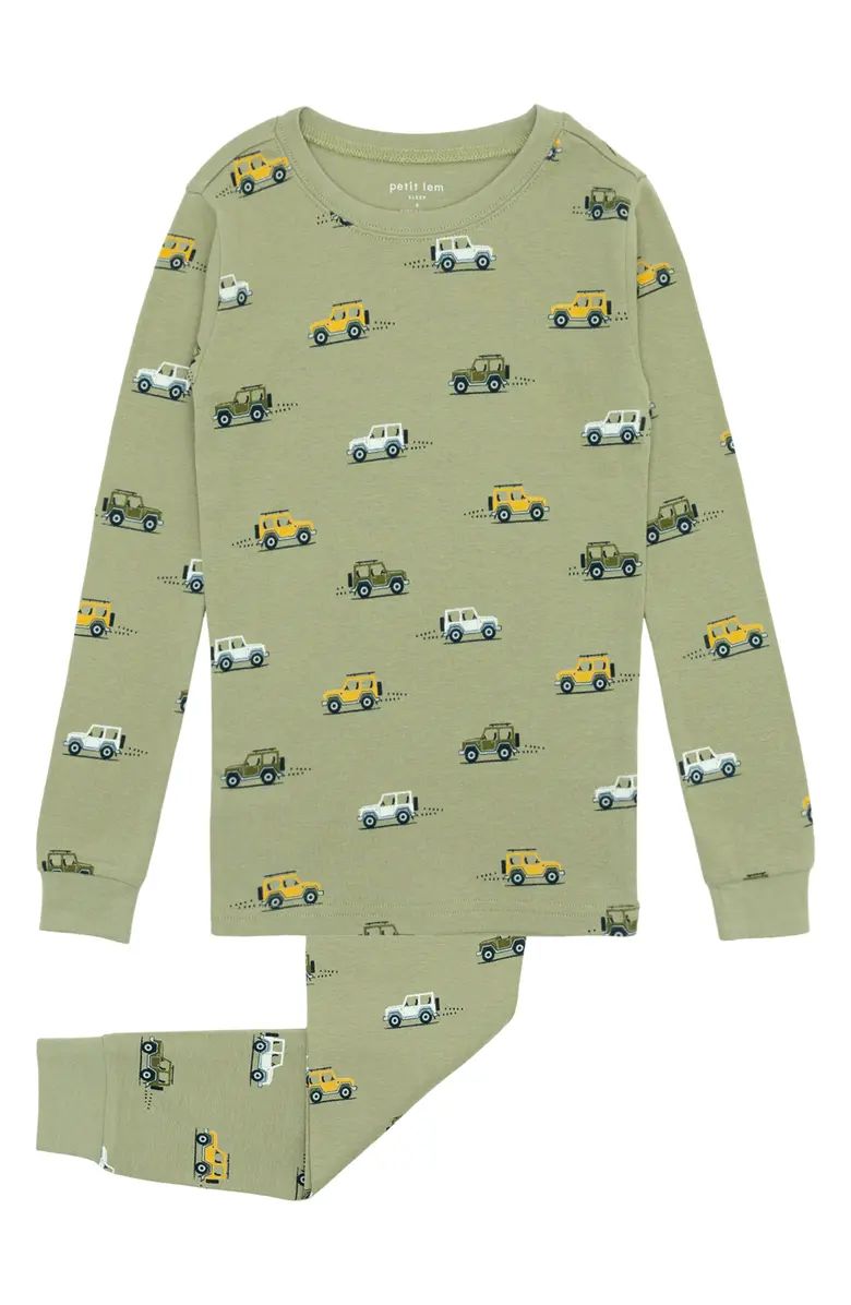 Kids' Jeep Print Fitted Organic Cotton Two-Piece Pajamas | Nordstrom