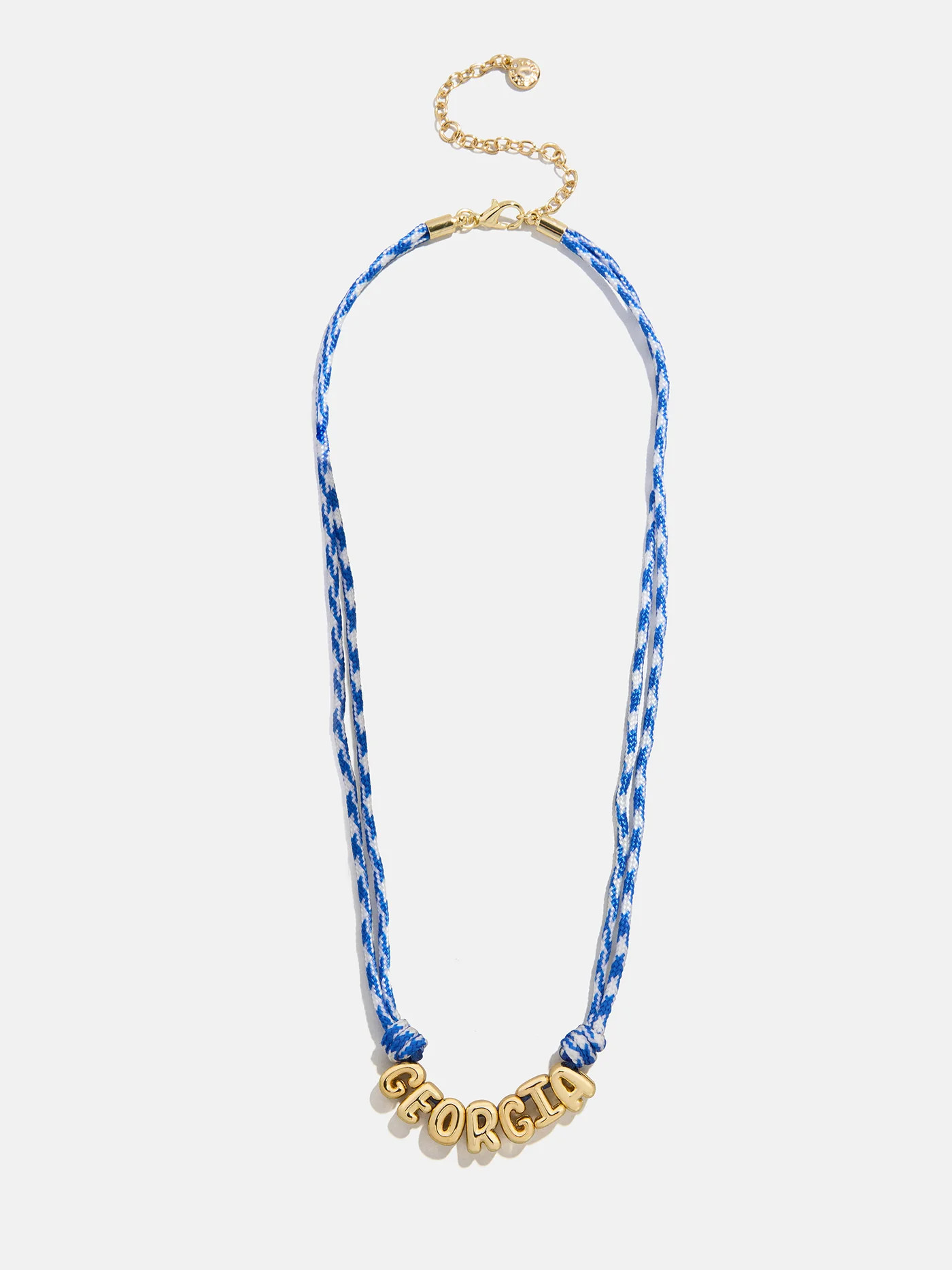 Bubble Letter Custom Paracord Necklace - Blue/White | BaubleBar