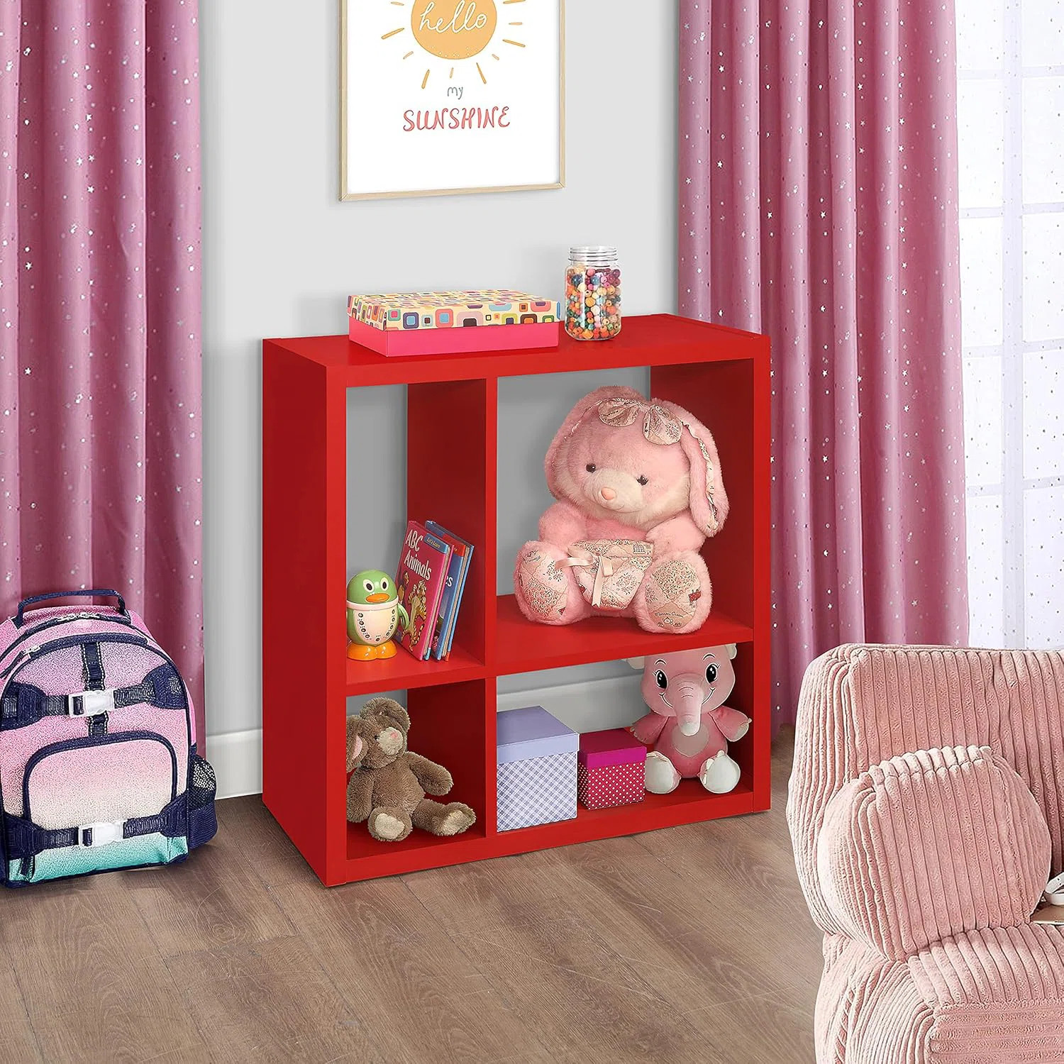 Naropa 4‑Cube Open Bookcase Toy and Storage Shelf Organizer Kids Playroom Bedroom Nursery Stora... | Wayfair North America