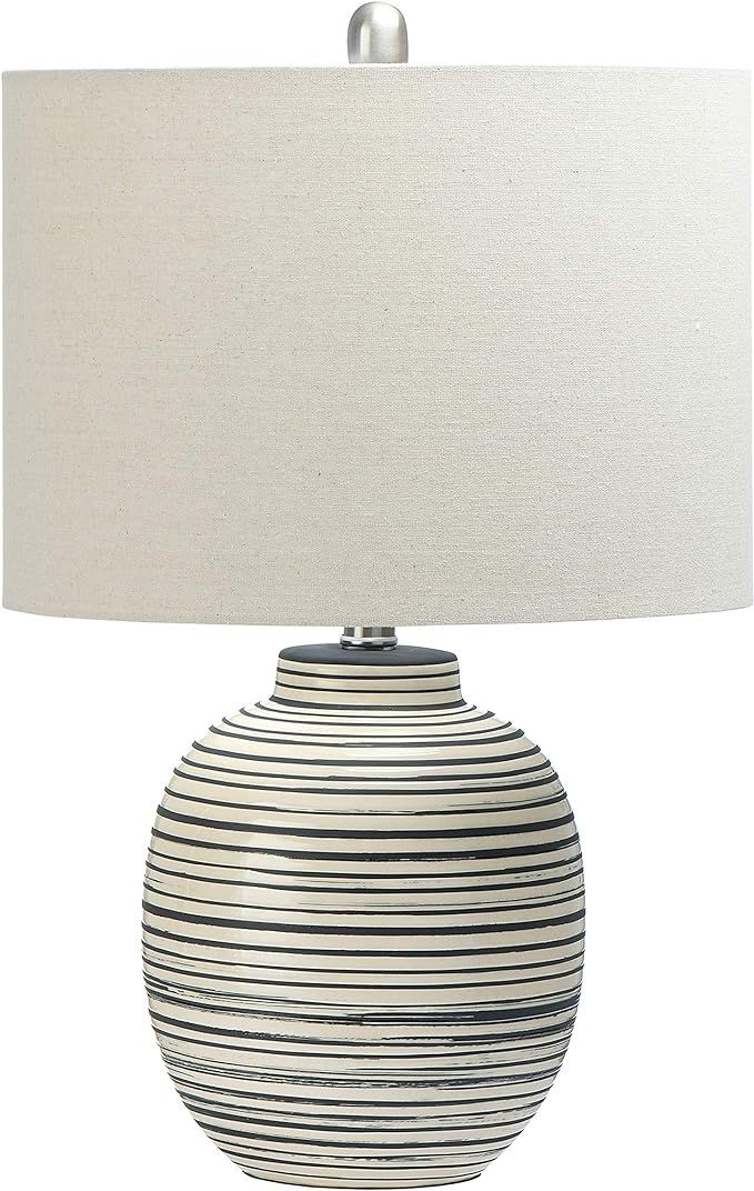 Creative Co-op EC0413 23" Ceramic Textured Striped Table Lamp, Grey | Amazon (US)