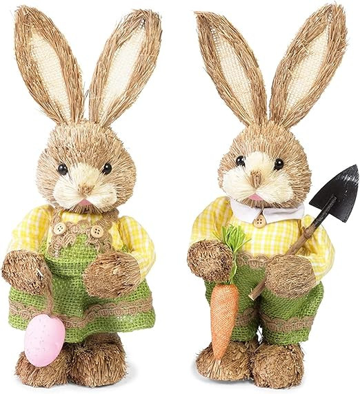 Juvale Standing Bunny Statues, Easter Bunny Figurines for Party and Home Decor (12 in, 2 Pack) | Amazon (US)