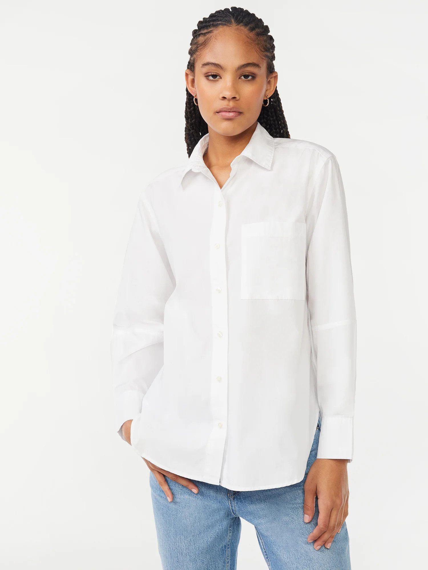 Free Assembly Women's Boxy Button Down Tunic Top | Walmart (US)